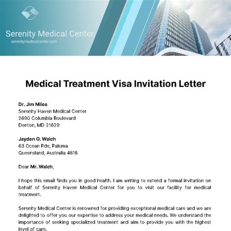 Ruby Hall Clinic Medical Visa Invitation Letter.